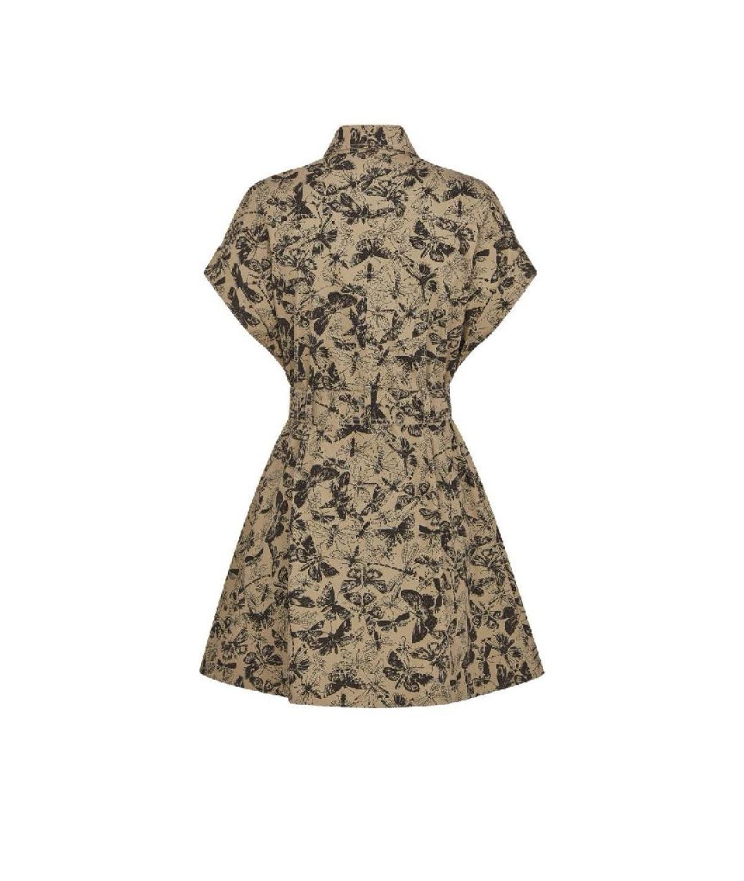 CHRISTIAN DIOR Бежевое хлопковое повседневное платье, фото 2