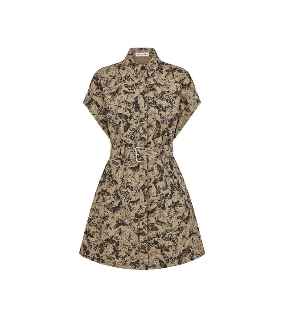 CHRISTIAN DIOR Бежевое хлопковое повседневное платье, фото 1
