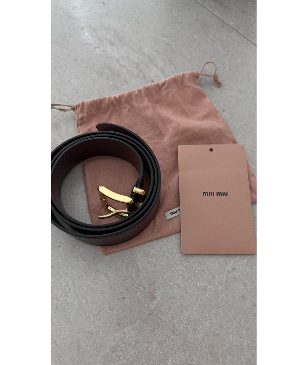 MIU MIU Коричневый кожаный ремень, фото 3