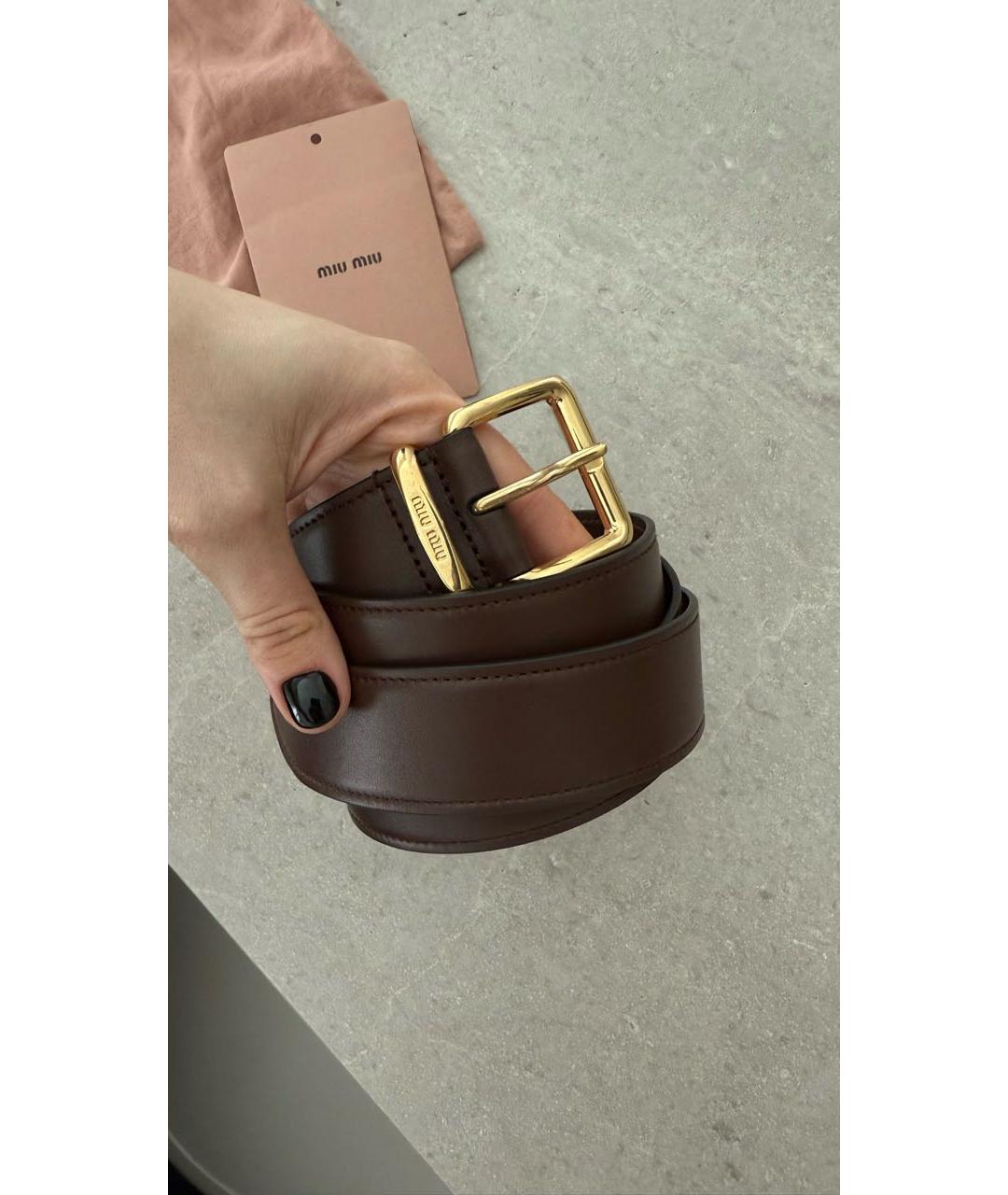 MIU MIU Коричневый кожаный ремень, фото 6