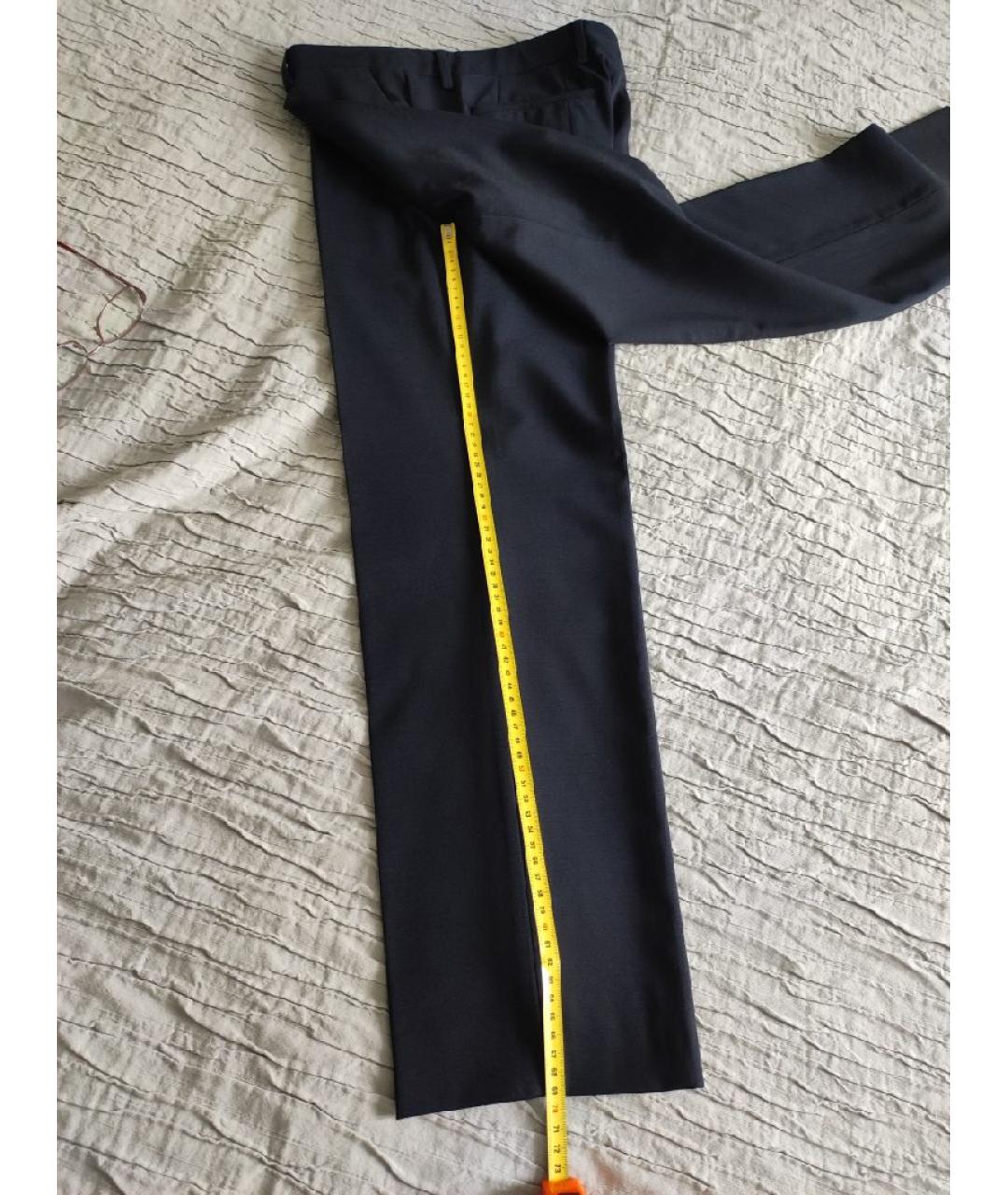 PRADA Темно-синие шерстяные прямые брюки, фото 9