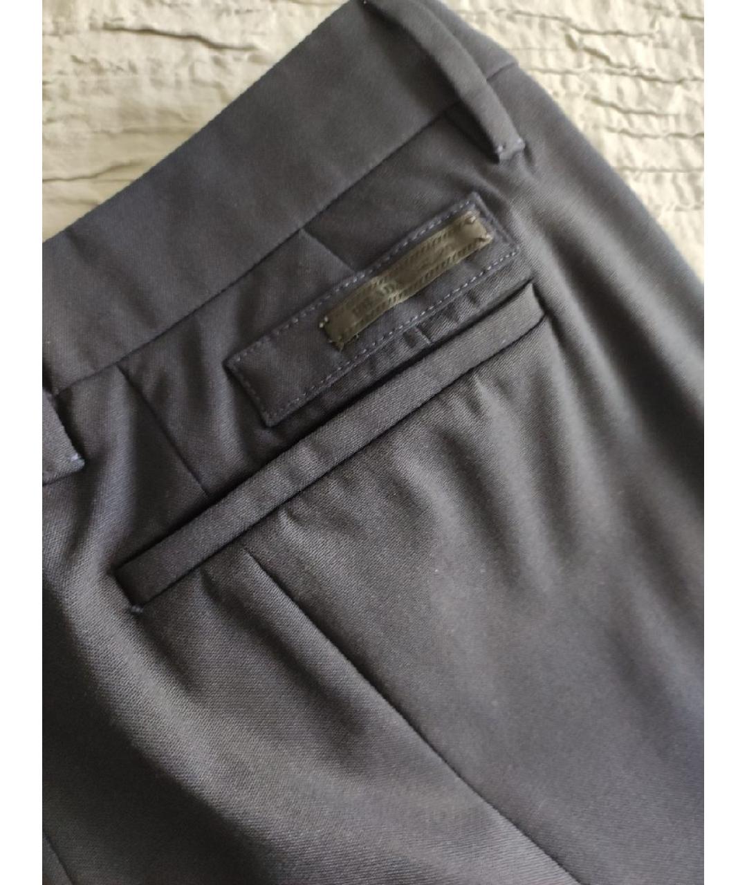 PRADA Темно-синие шерстяные прямые брюки, фото 4