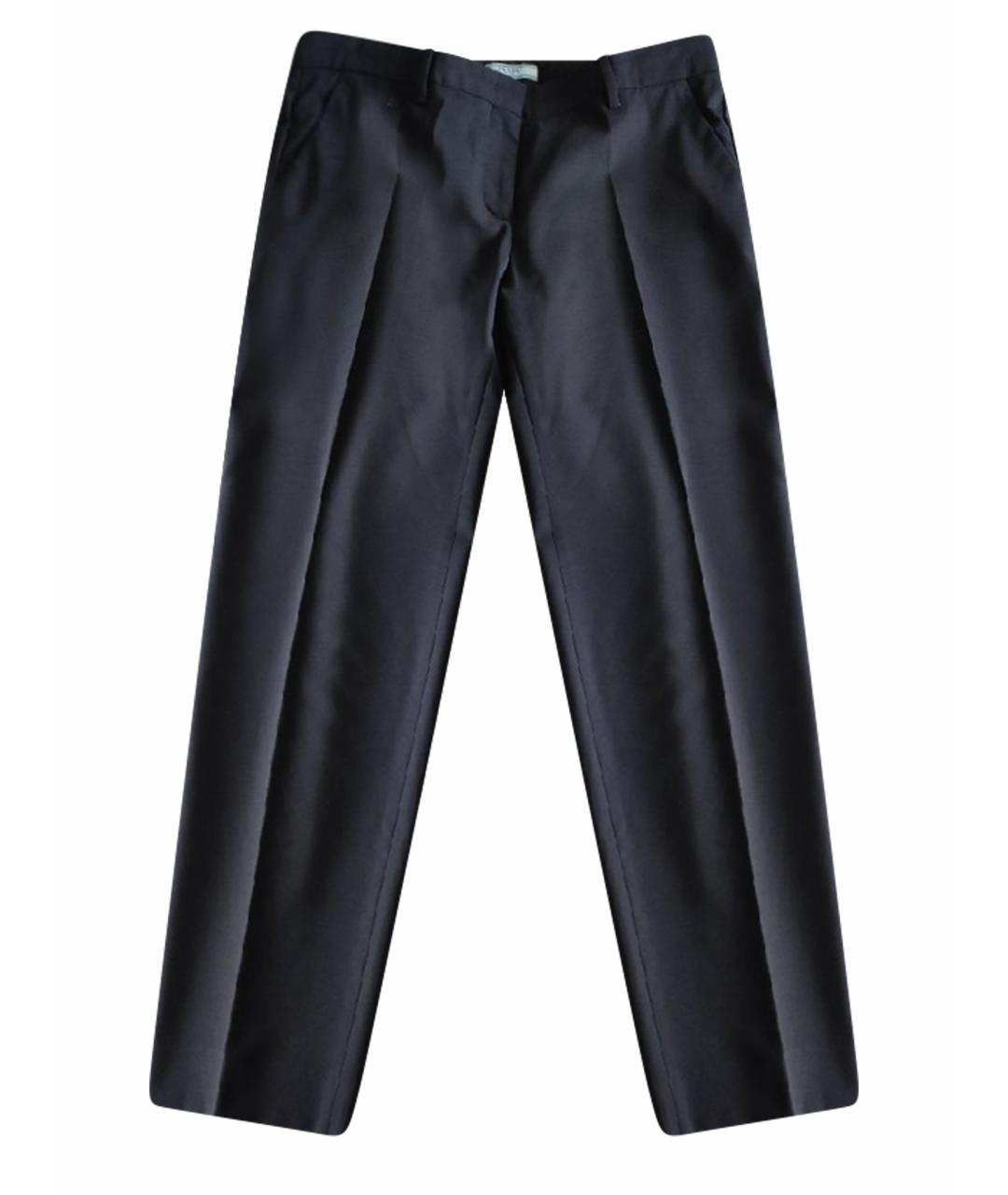 PRADA Темно-синие шерстяные прямые брюки, фото 1