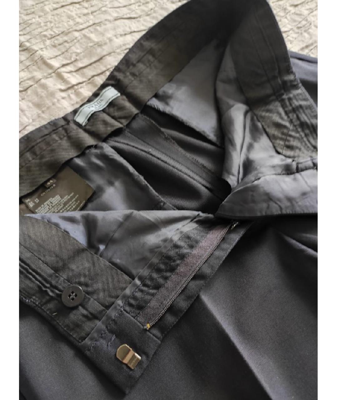 PRADA Темно-синие шерстяные прямые брюки, фото 3