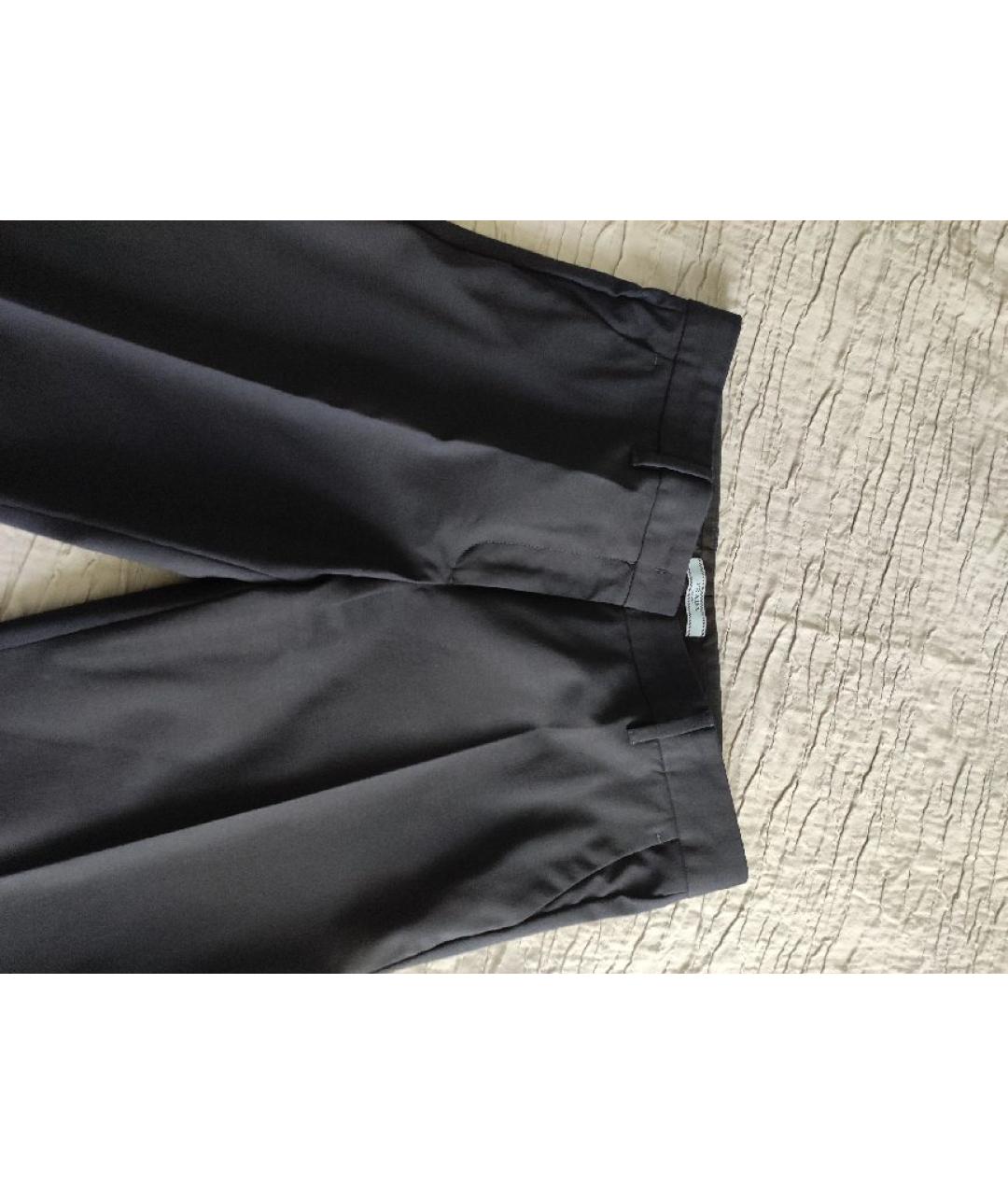 PRADA Темно-синие шерстяные прямые брюки, фото 5