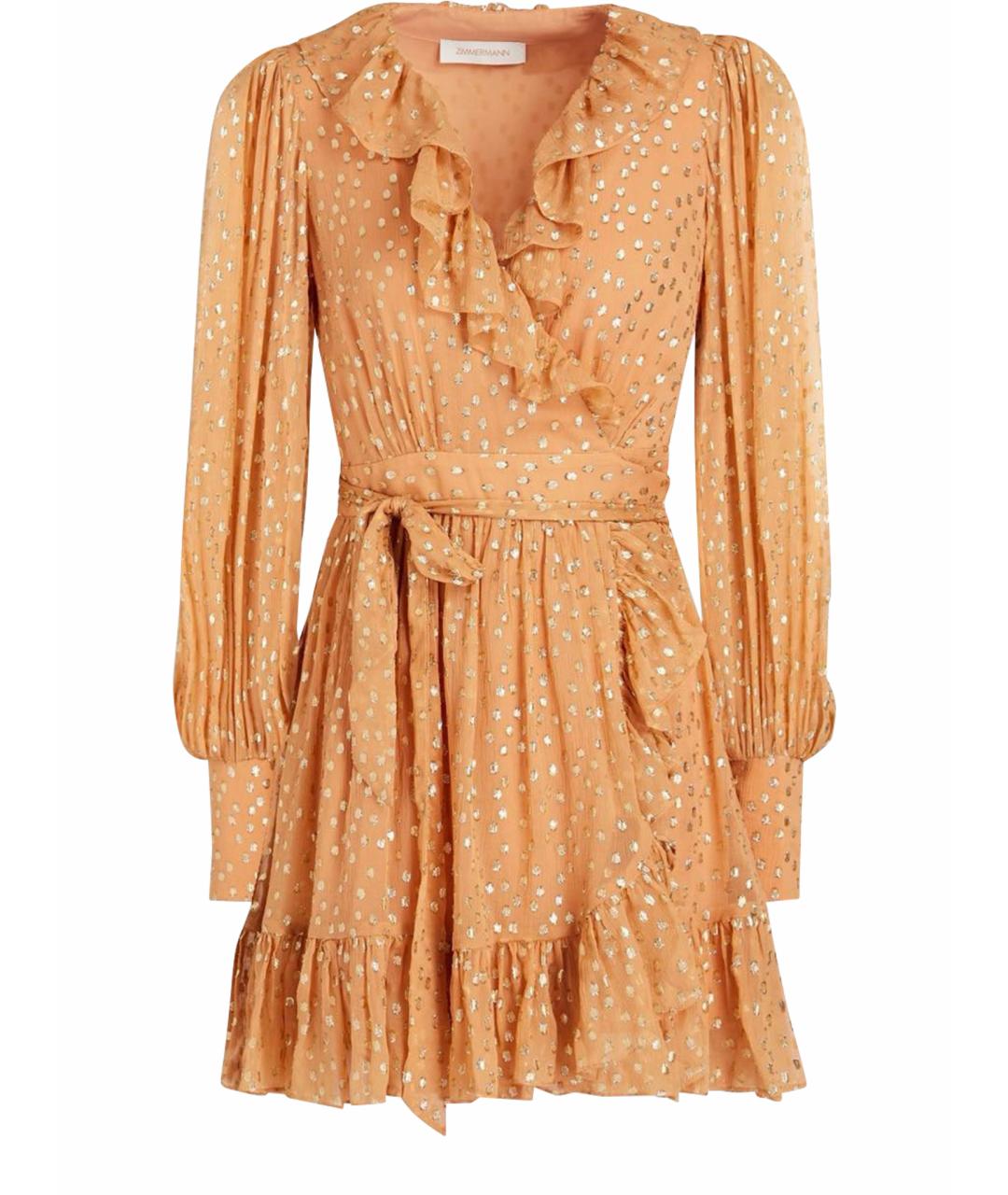 ZIMMERMANN Бежевое шелковое коктейльное платье, фото 1