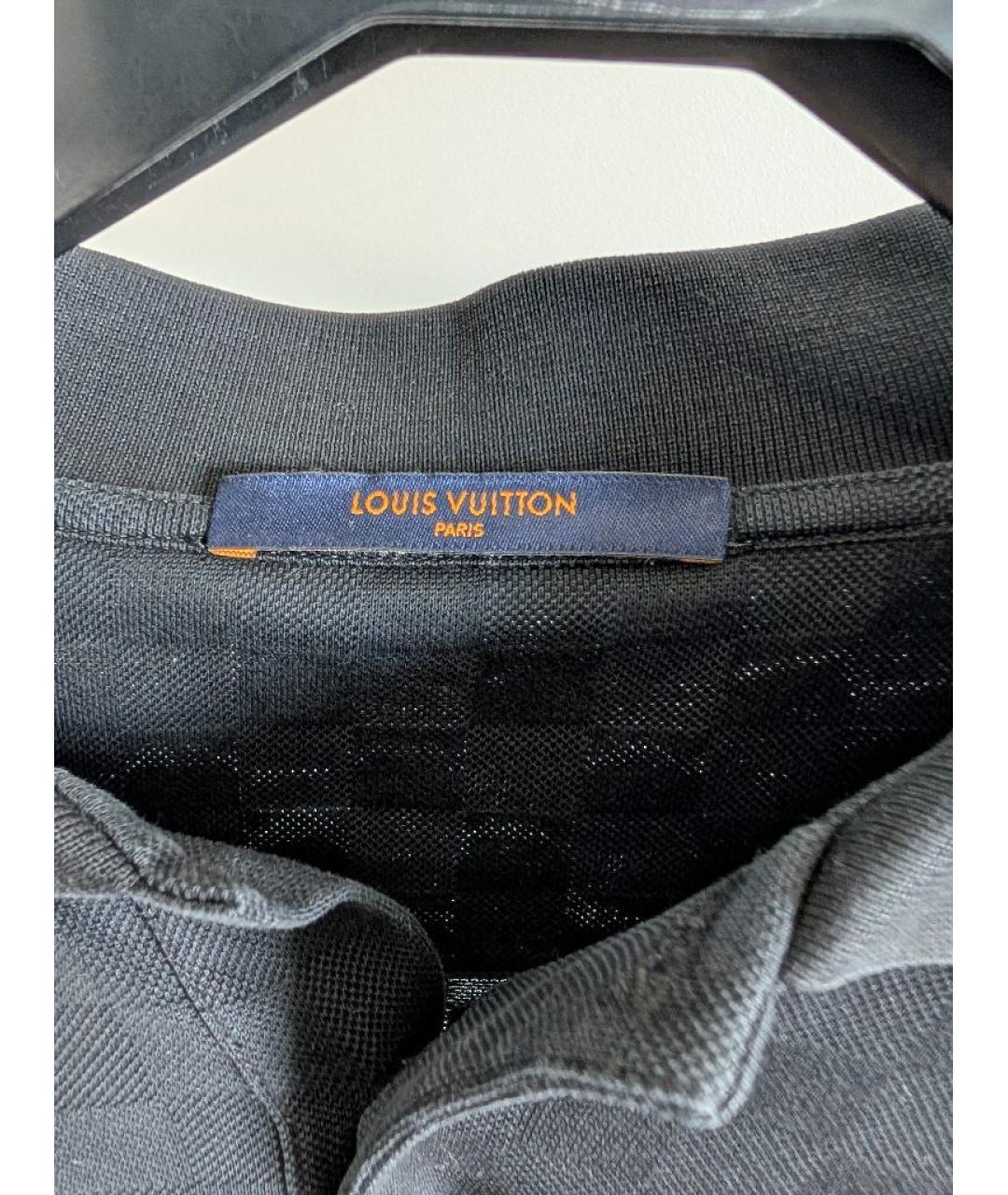 LOUIS VUITTON Черное хлопковое поло с коротким рукавом, фото 3
