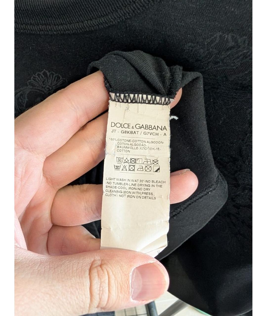 DOLCE&GABBANA Черная хлопковая футболка, фото 5