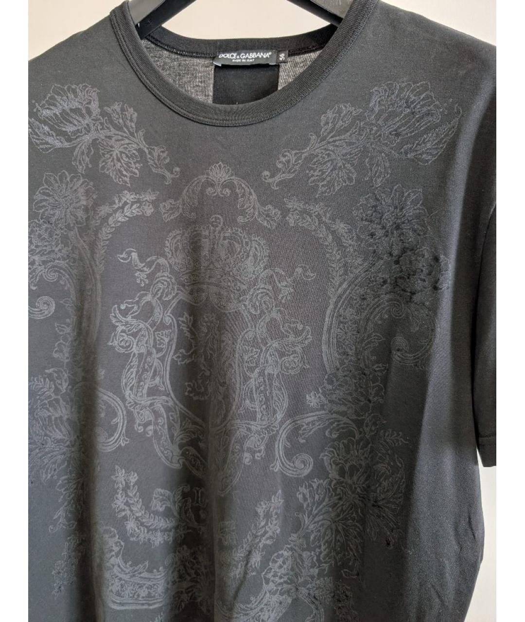 DOLCE&GABBANA Черная хлопковая футболка, фото 4