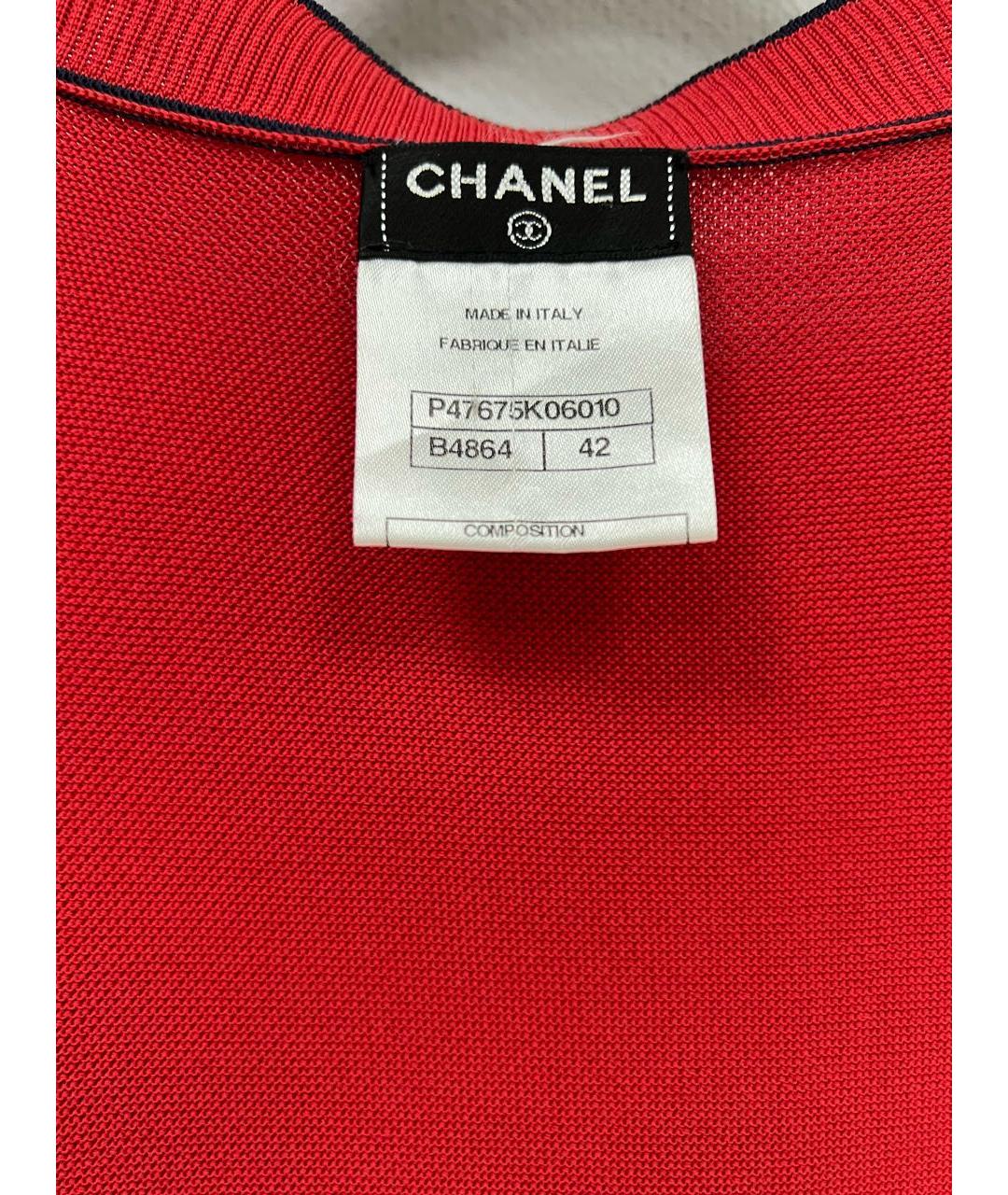 CHANEL Красное хлопковое повседневное платье, фото 4