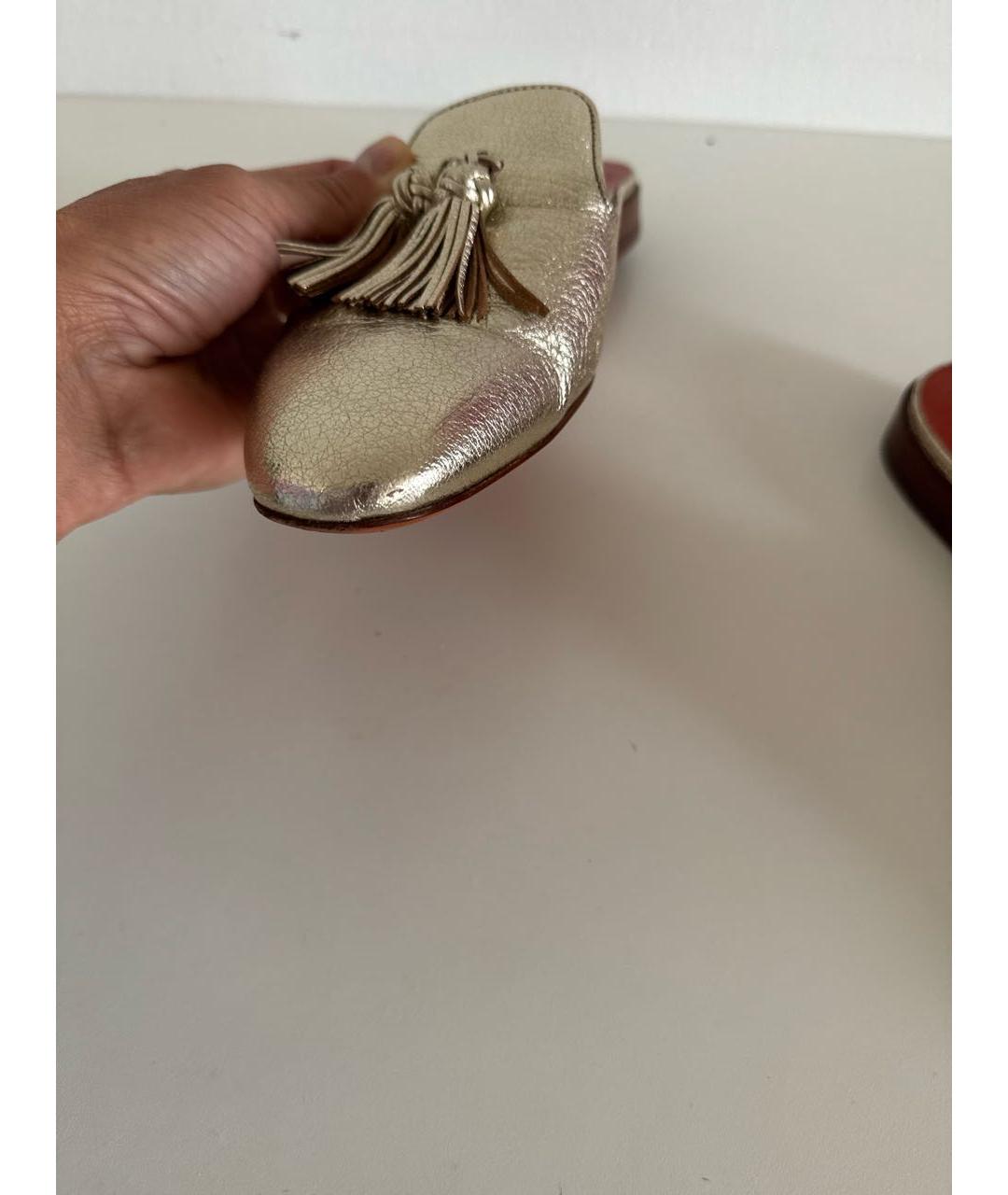 SANTONI Золотые кожаные мюли, фото 7