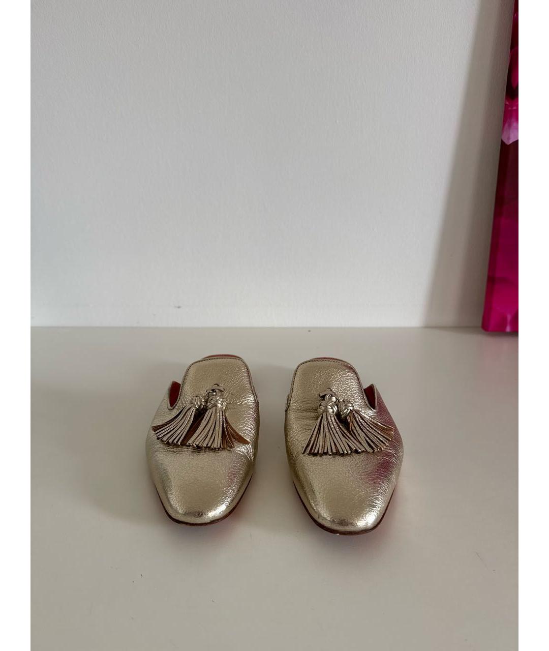 SANTONI Золотые кожаные мюли, фото 2