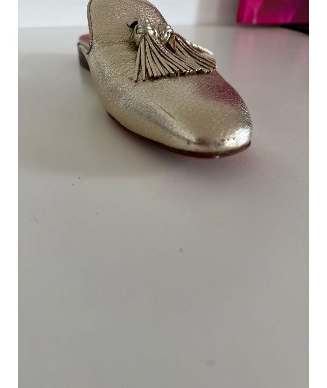 SANTONI Золотые кожаные мюли, фото 6
