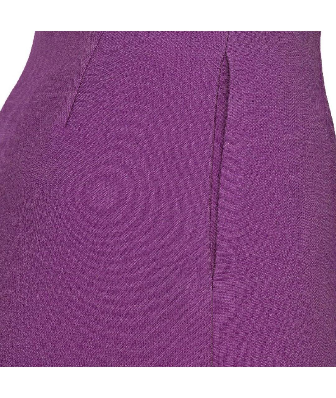 CHRISTIAN DIOR Фиолетовая шерстяная юбка миди, фото 3
