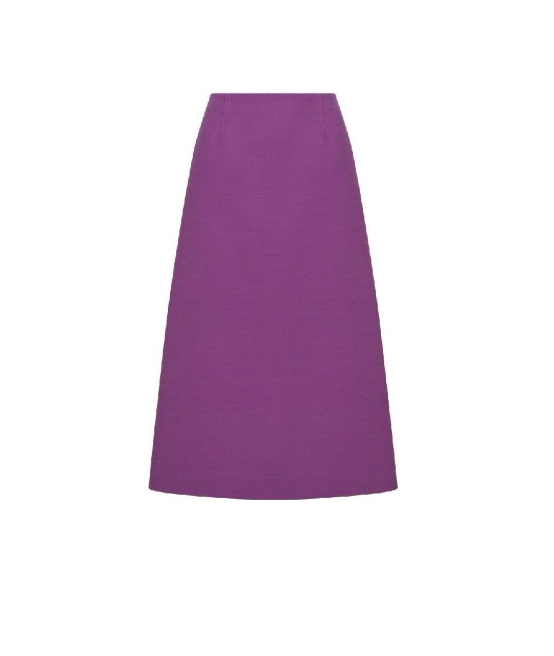 CHRISTIAN DIOR Фиолетовая шерстяная юбка миди, фото 1