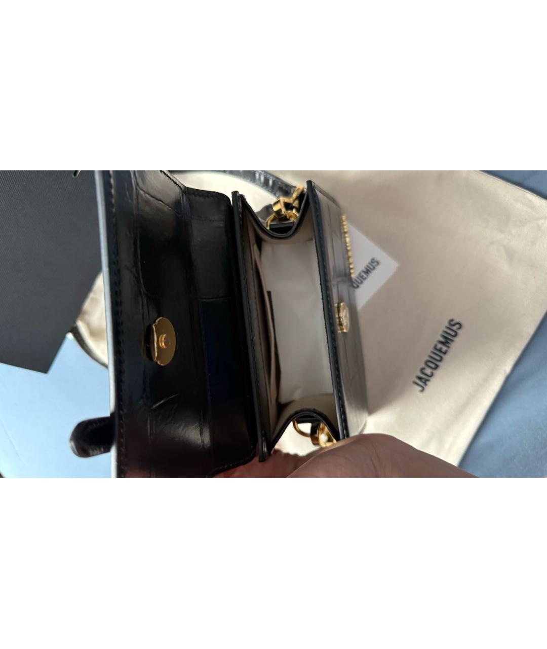 JACQUEMUS Черная сумка с короткими ручками из лакированной кожи, фото 4