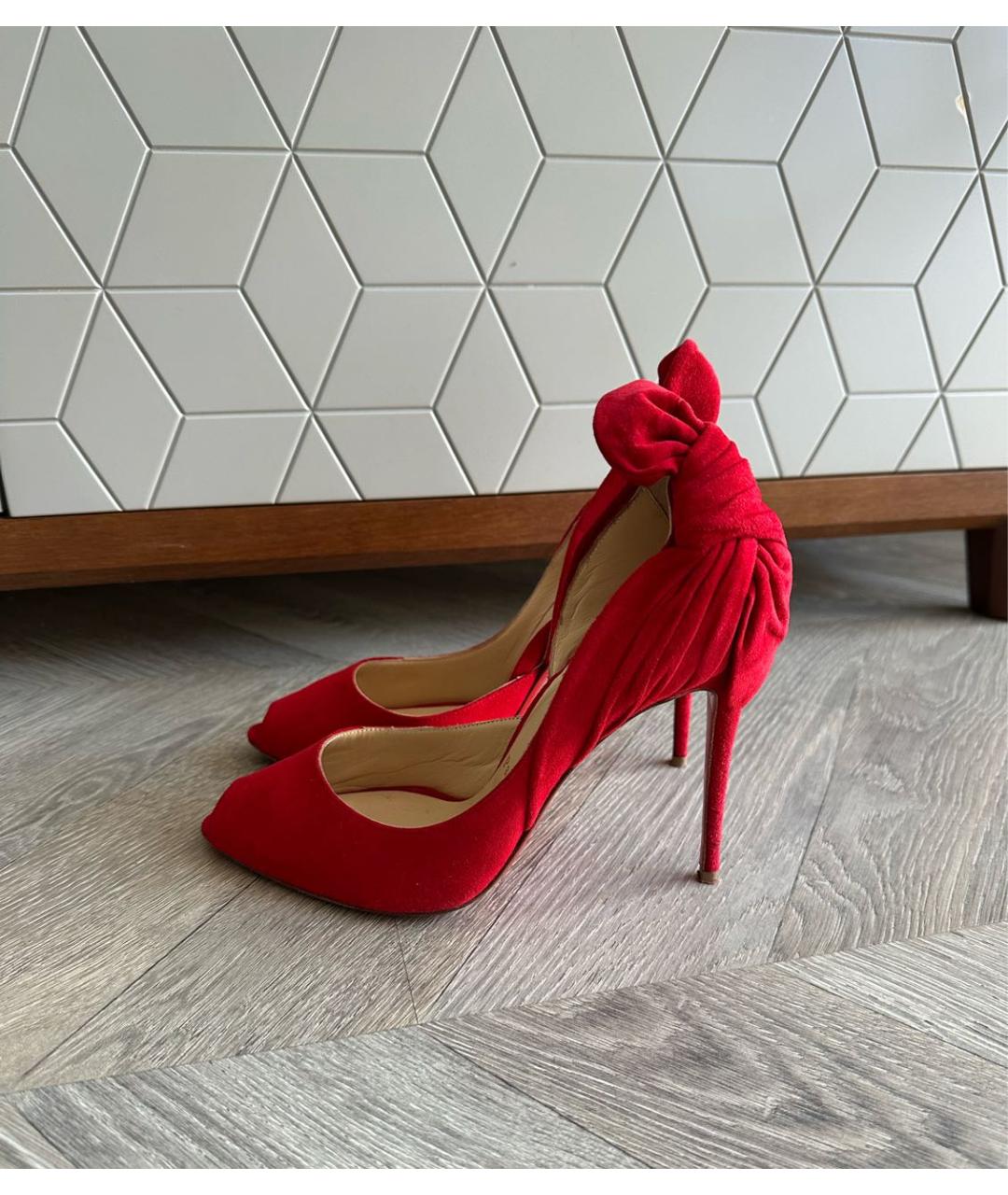CHRISTIAN LOUBOUTIN Красные замшевые босоножки, фото 7
