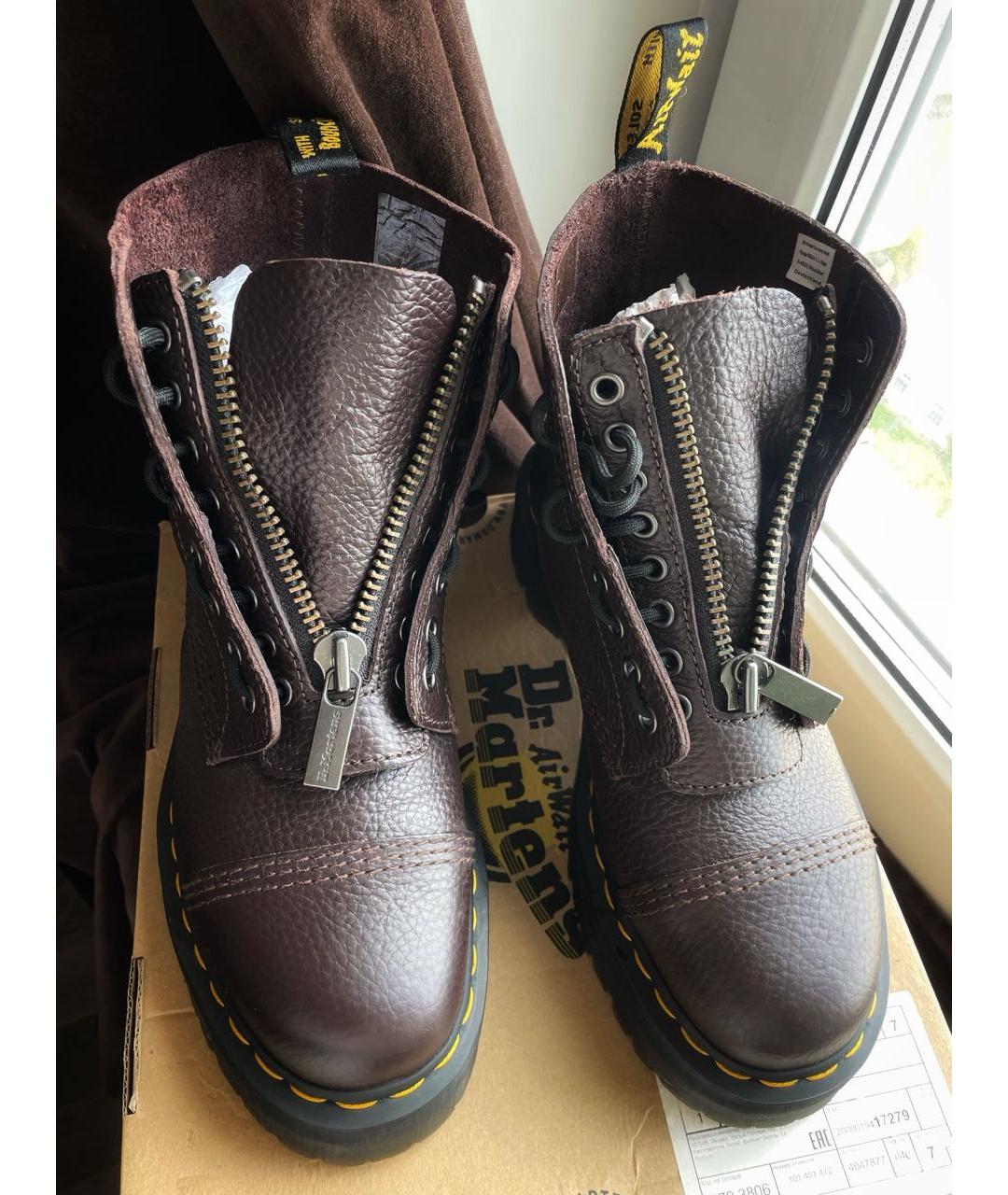 DR. MARTENS Бордовые кожаные ботинки, фото 2