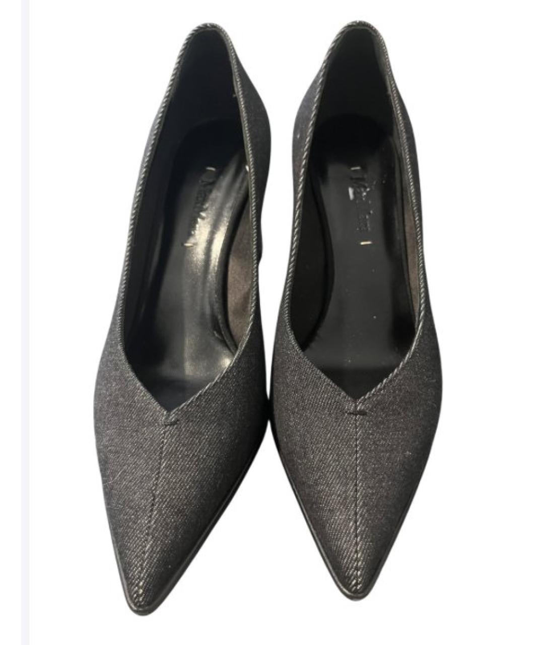 MAX MARA Черные текстильные туфли, фото 2