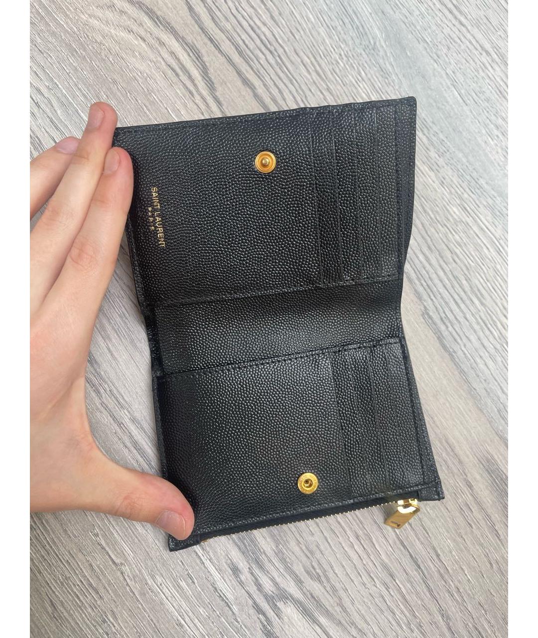 SAINT LAURENT Черный кожаный кошелек, фото 3