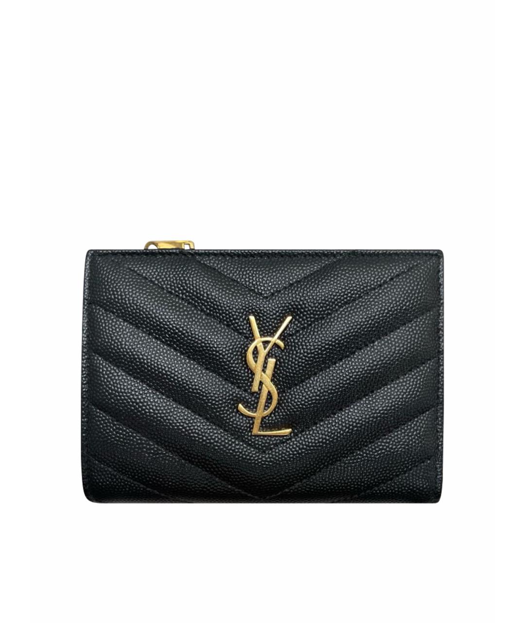 SAINT LAURENT Черный кожаный кошелек, фото 1