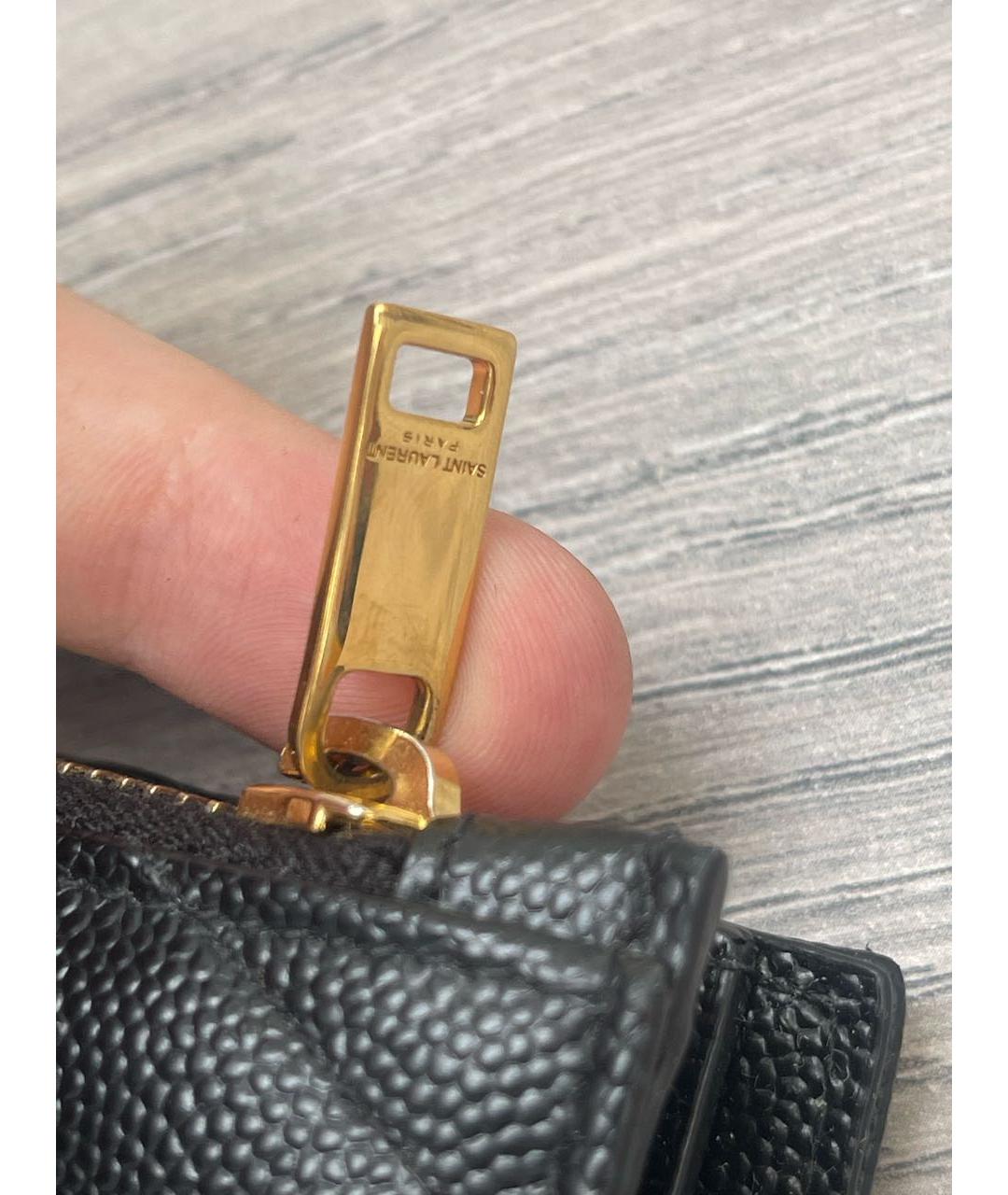 SAINT LAURENT Черный кожаный кошелек, фото 4