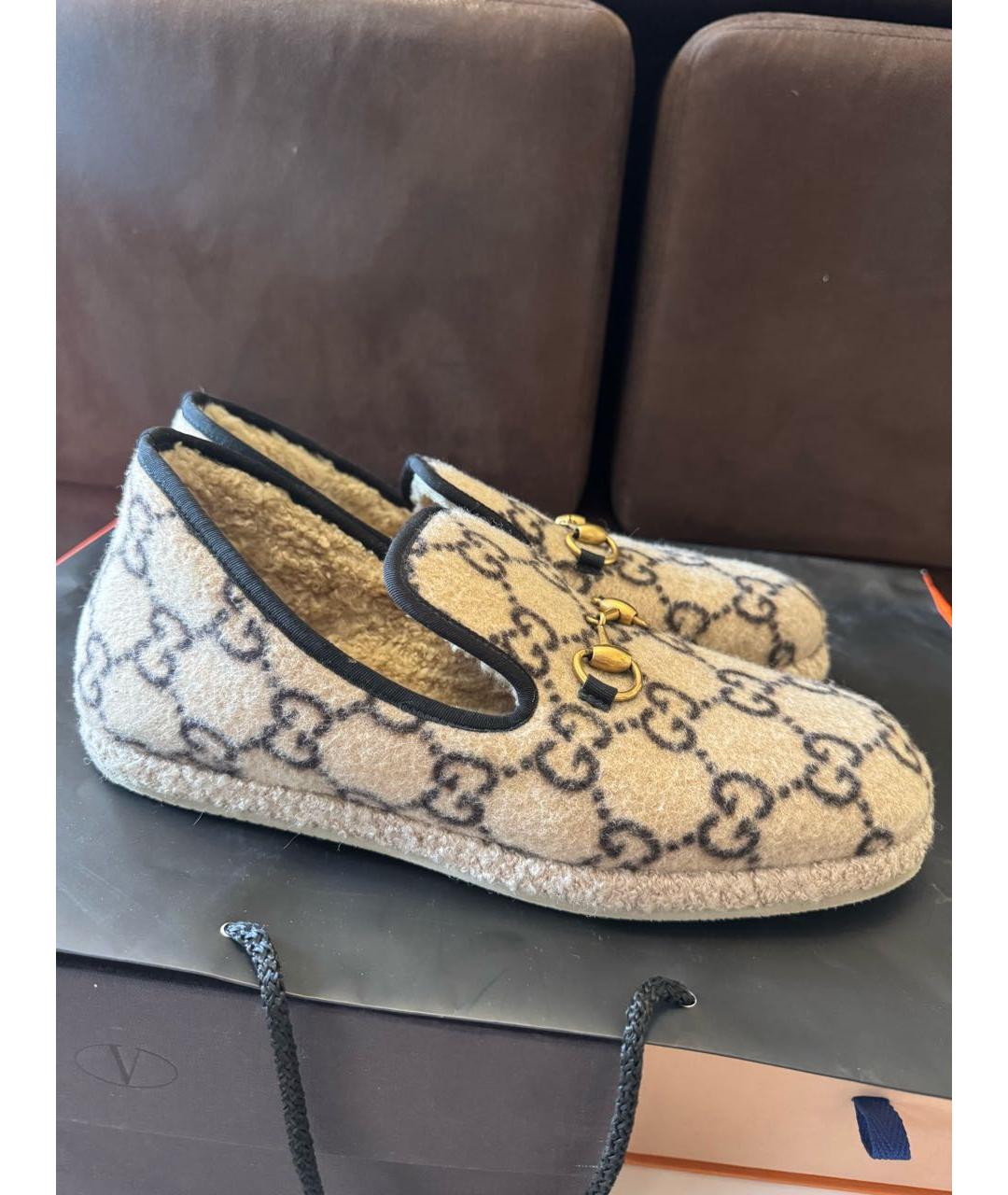GUCCI Бежевые слипоны, фото 8