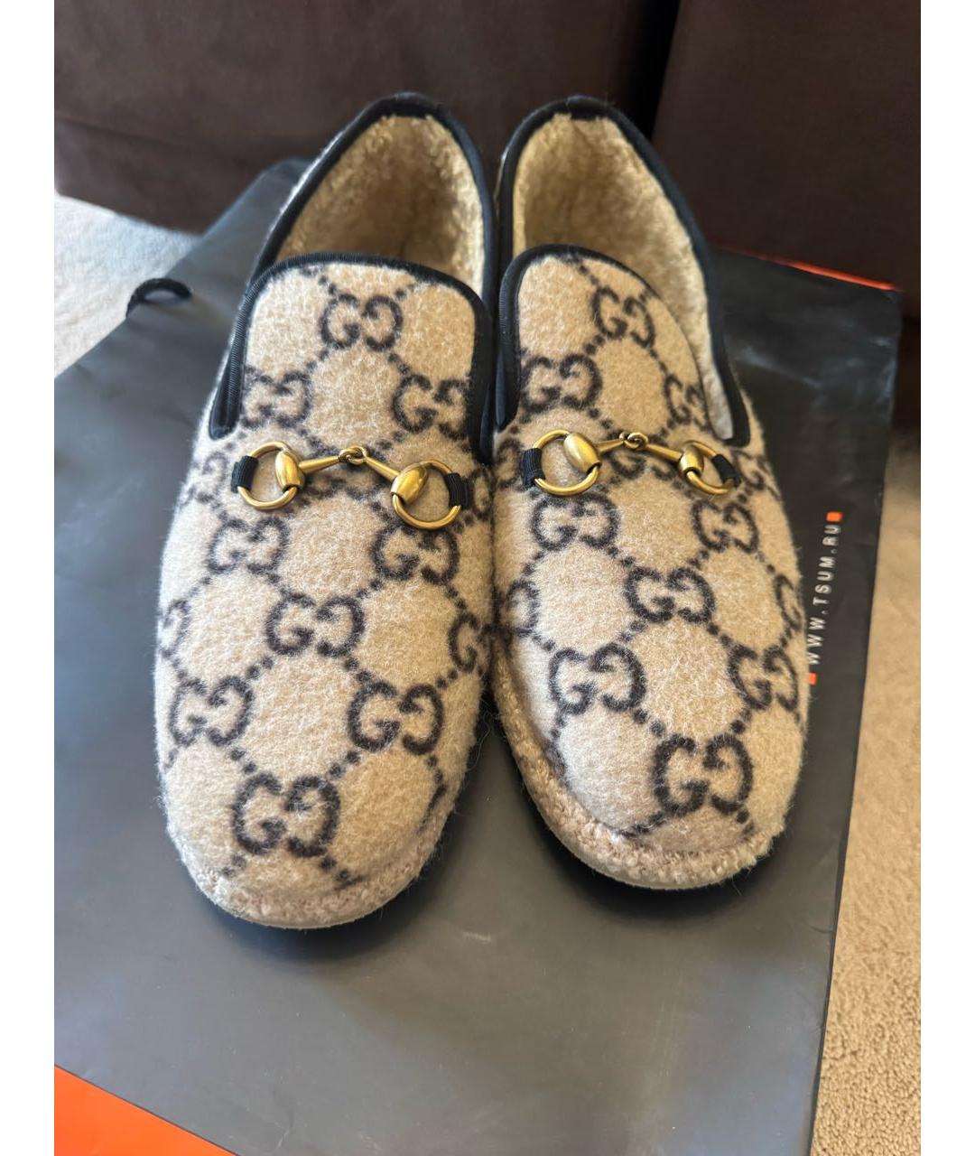 GUCCI Бежевые слипоны, фото 6