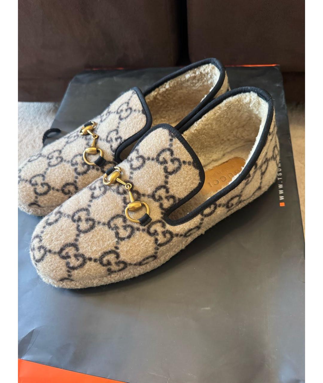 GUCCI Бежевые слипоны, фото 7