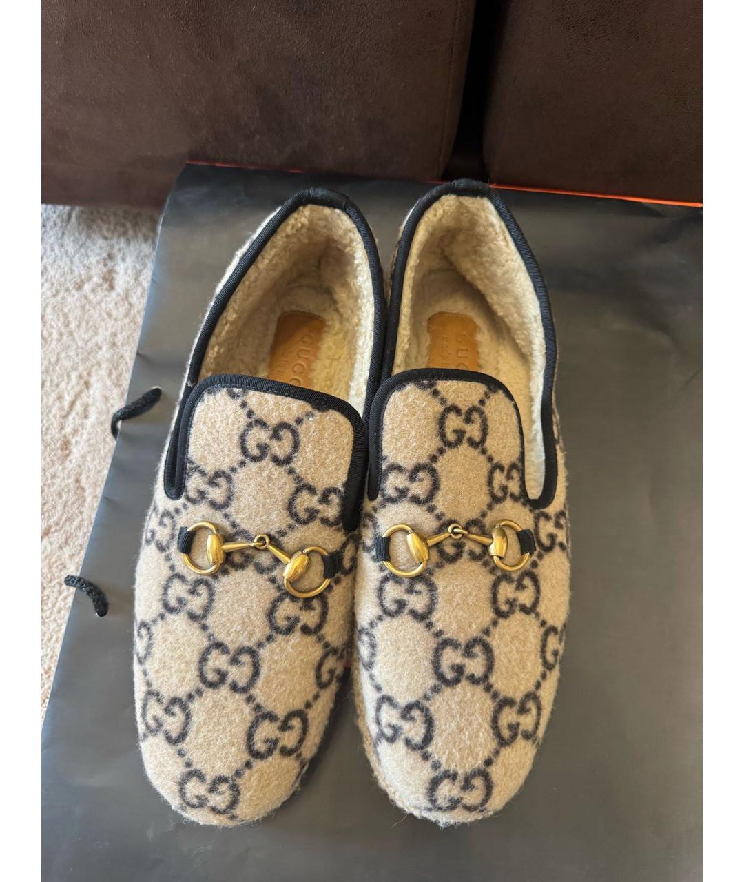 GUCCI Бежевые слипоны, фото 3