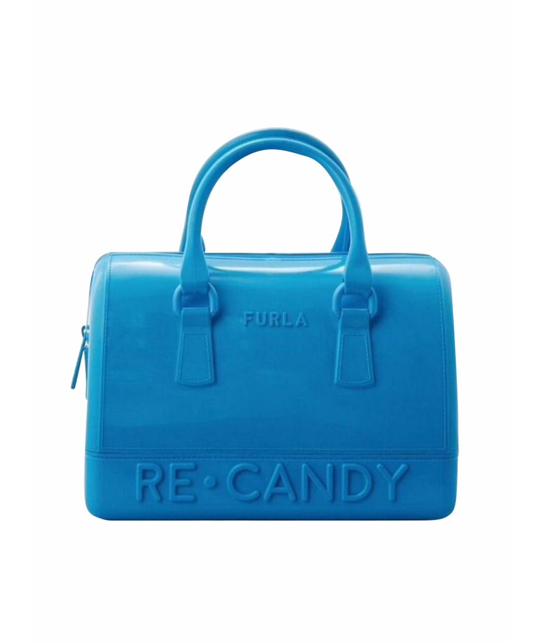 FURLA Голубая синтетическая сумка с короткими ручками, фото 1