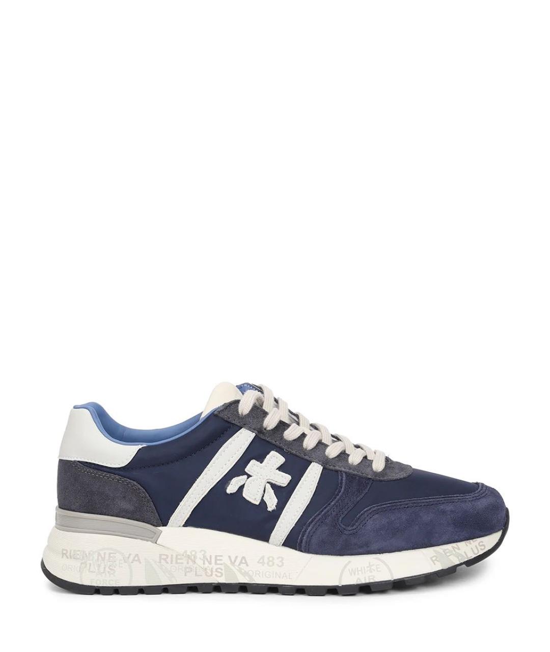 PREMIATA Темно-синие замшевые низкие кроссовки / кеды, фото 1