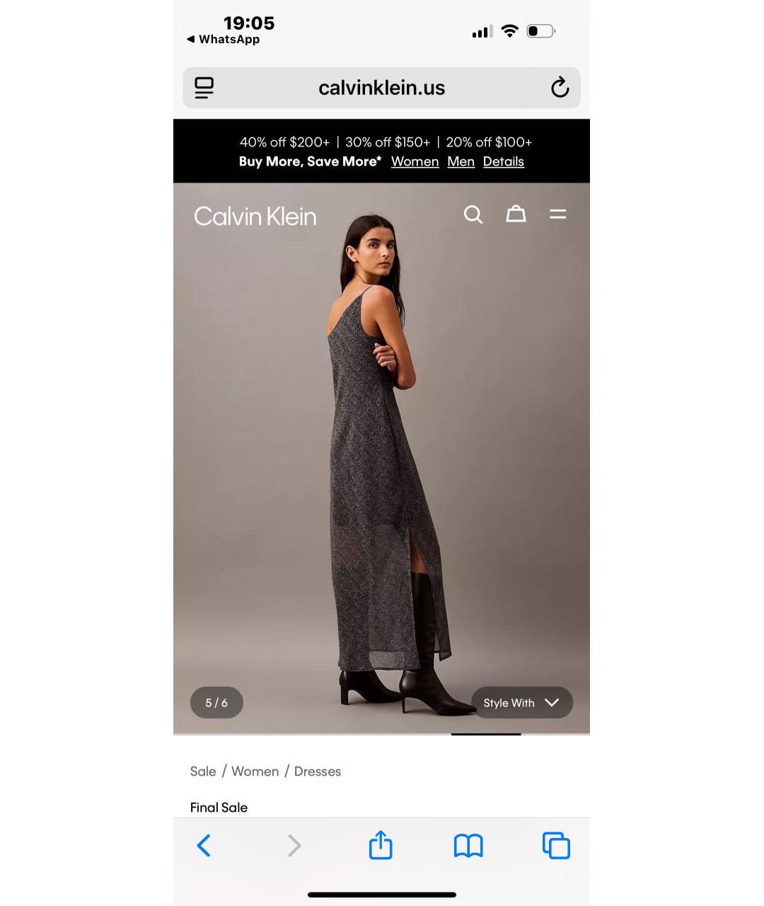 CALVIN KLEIN Антрацитовое полиэстеровое коктейльное платье, фото 6