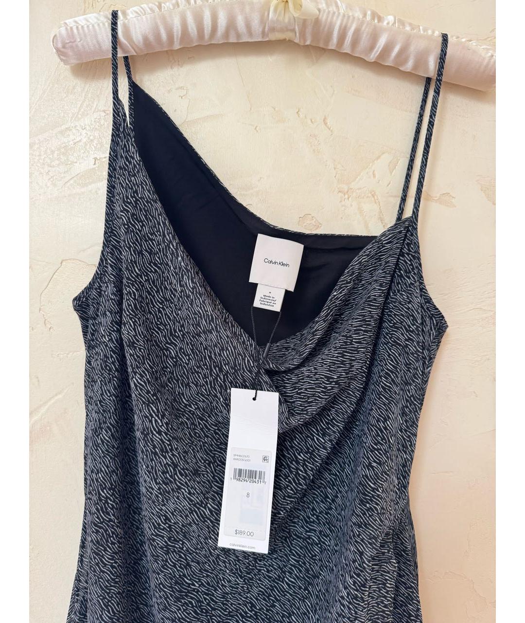 CALVIN KLEIN Антрацитовое полиэстеровое коктейльное платье, фото 3