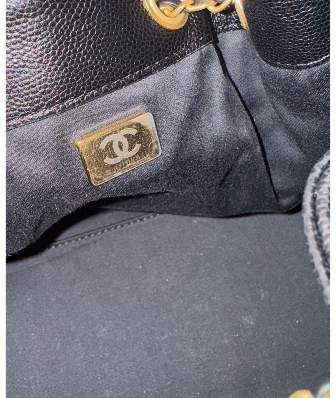 CHANEL Черная кожаная сумка тоут, фото 4