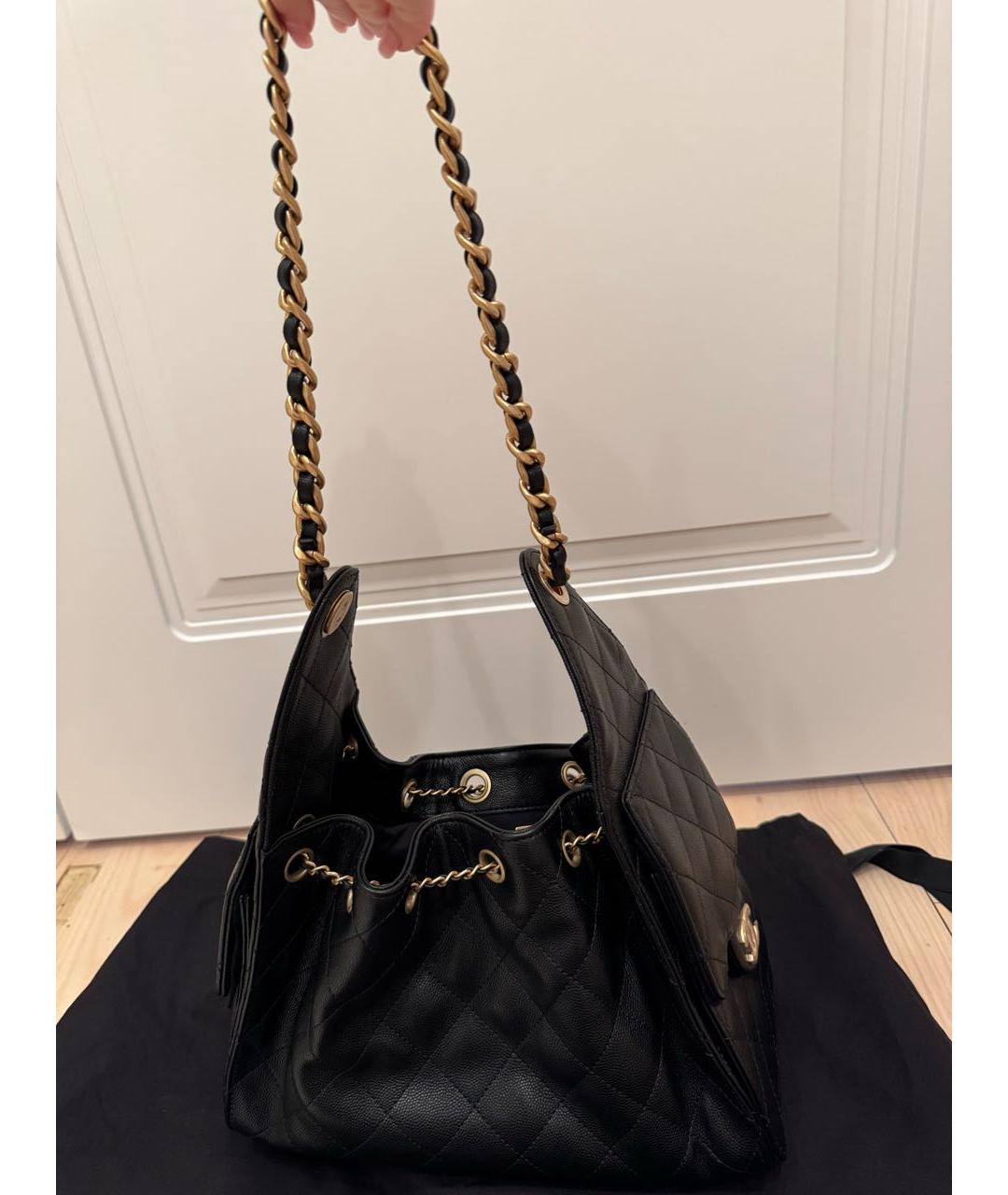 CHANEL Черная кожаная сумка тоут, фото 2