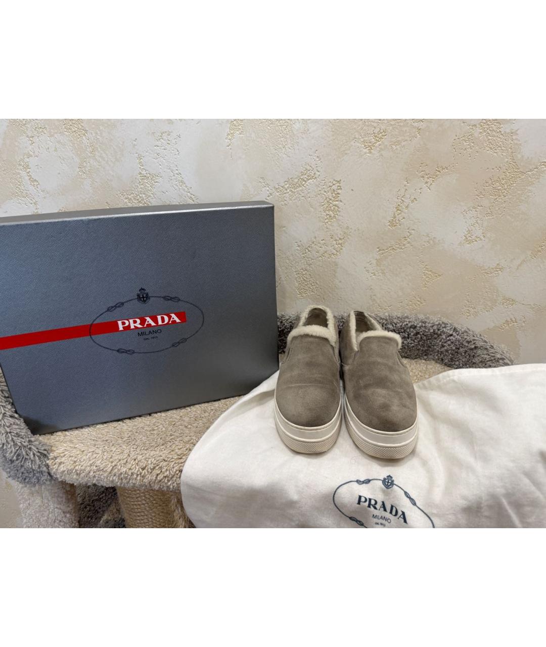 PRADA Серые мокасины, фото 2