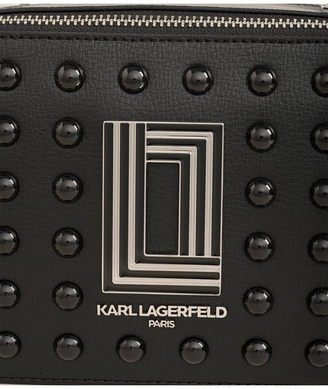 KARL LAGERFELD Черная кожаная сумка через плечо, фото 4