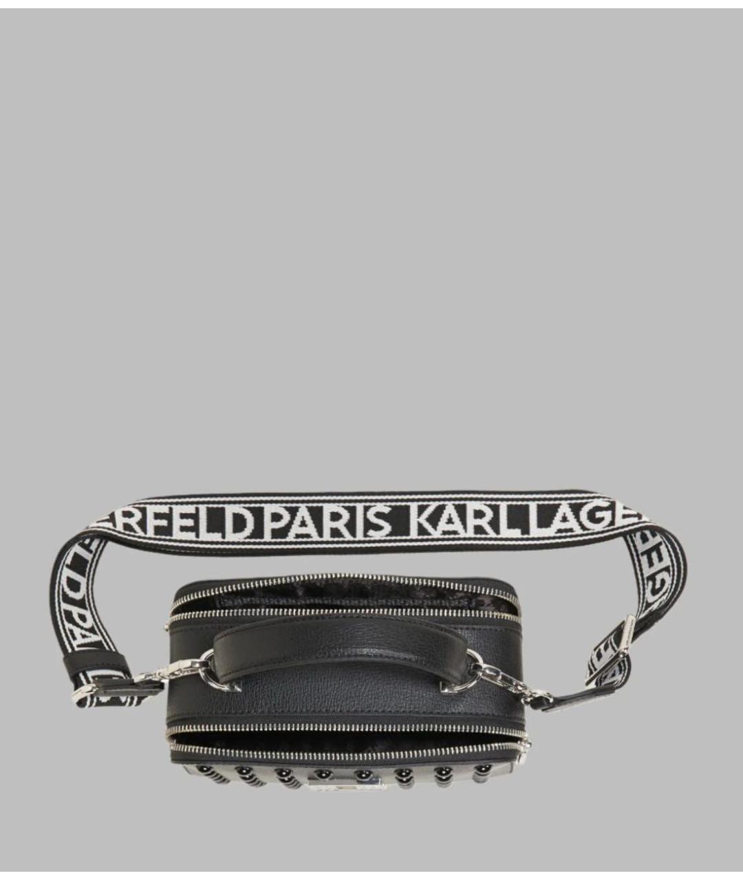 KARL LAGERFELD Черная кожаная сумка через плечо, фото 2
