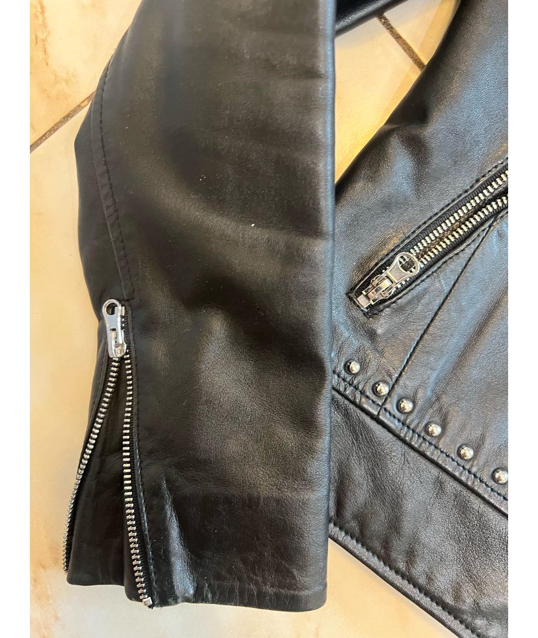 PINKO Черная кожаная куртка, фото 4