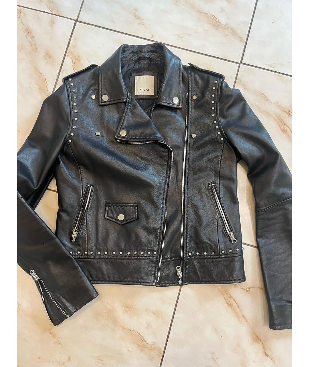PINKO Черная кожаная куртка, фото 6