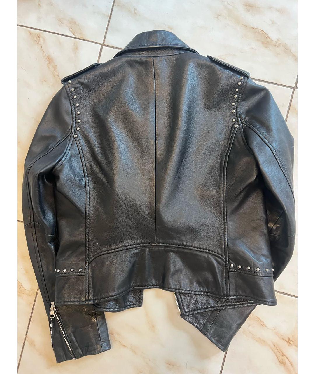 PINKO Черная кожаная куртка, фото 2