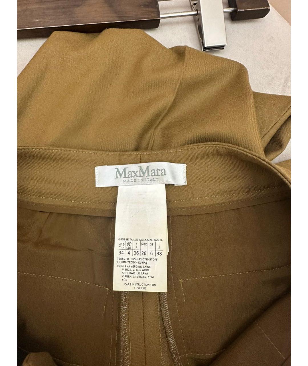 MAX MARA Горчичные шерстяные прямые брюки, фото 3