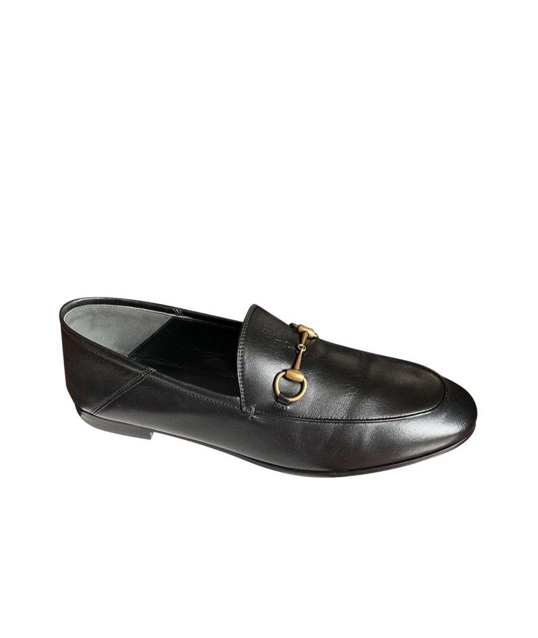 GUCCI Черные кожаные лоферы, фото 1