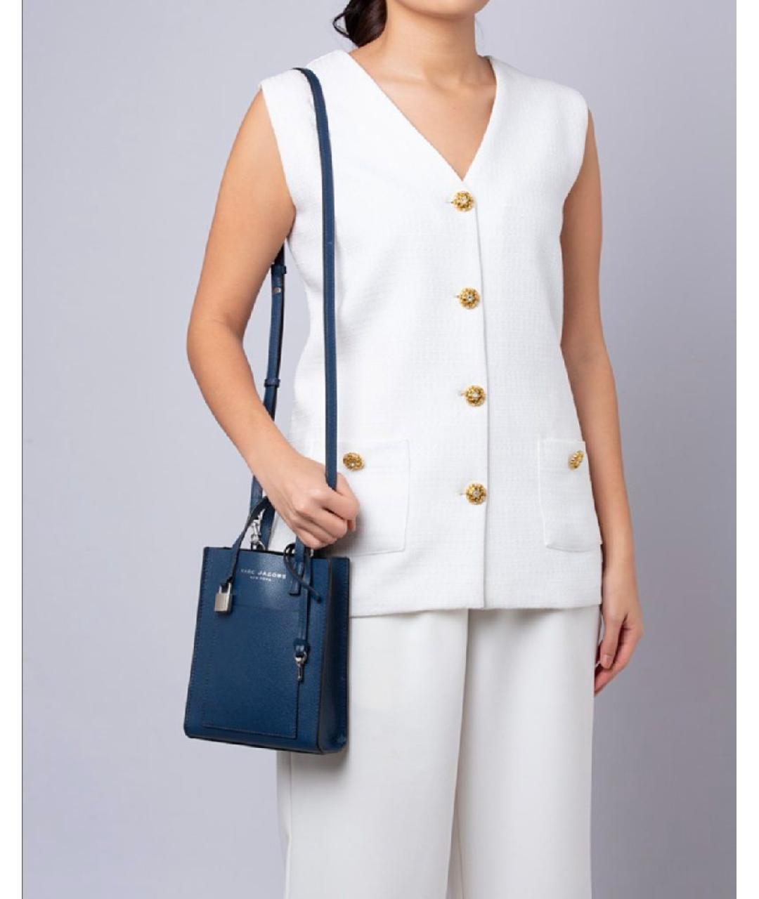 MARC JACOBS Темно-синяя кожаная сумка тоут, фото 3