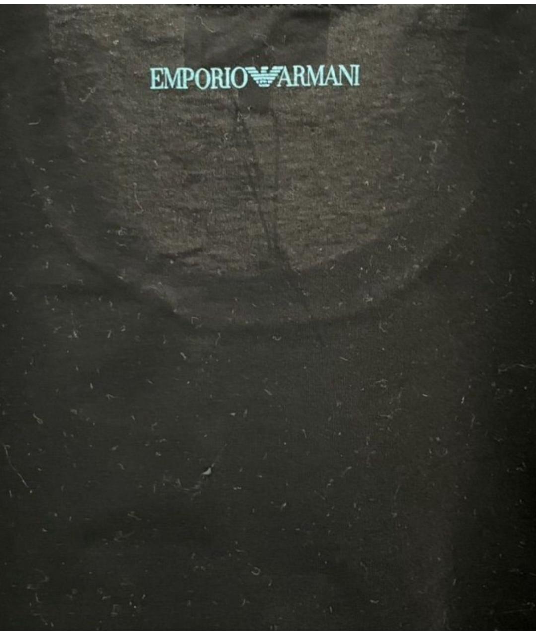 EMPORIO ARMANI Черная хлопковая футболка, фото 4