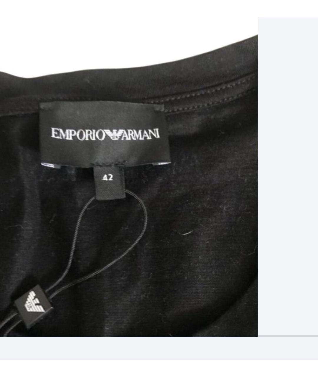 EMPORIO ARMANI Черная хлопковая футболка, фото 3