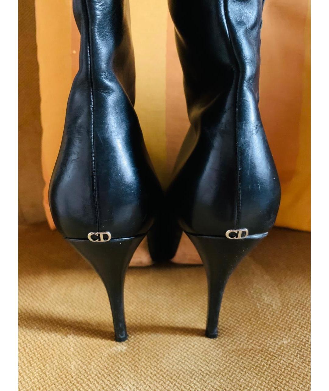 CHRISTIAN DIOR Черные кожаные сапоги, фото 4