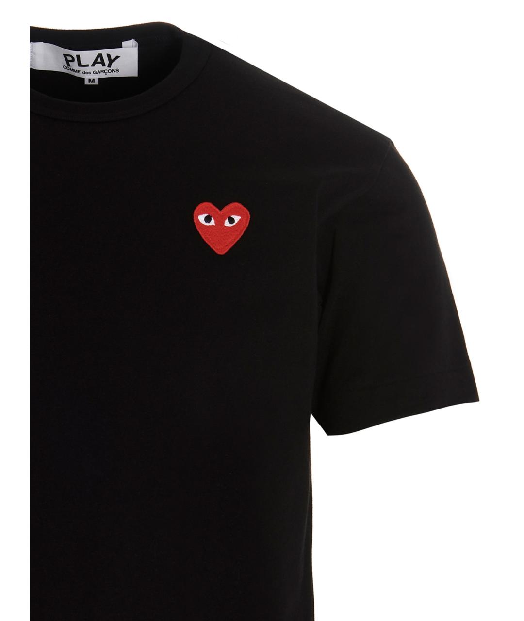 COMME DES GARÇONS PLAY Черная хлопковая футболка, фото 3