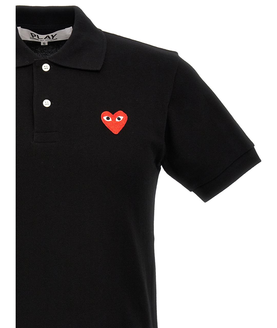 COMME DES GARÇONS PLAY Черное хлопковое поло с коротким рукавом, фото 3